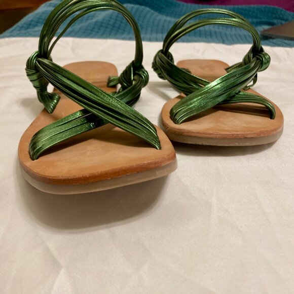 Excellent Condition, SZ 7, Anthropologie, Matisse Mystic, Green Leather Sandals - Picture 3 of 4